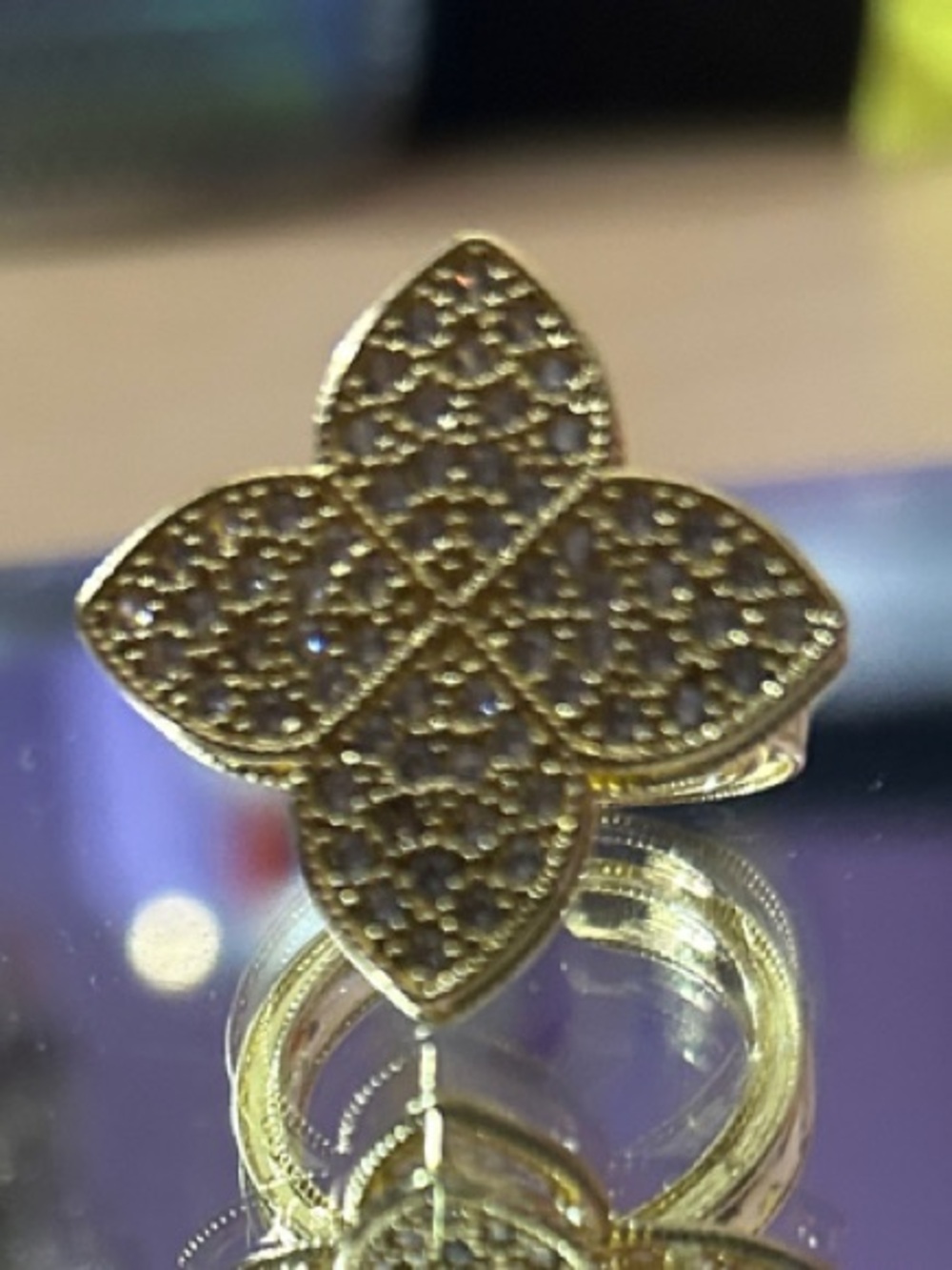 Gold Floral Statement Ring by Adina Eden NEW in Packaging